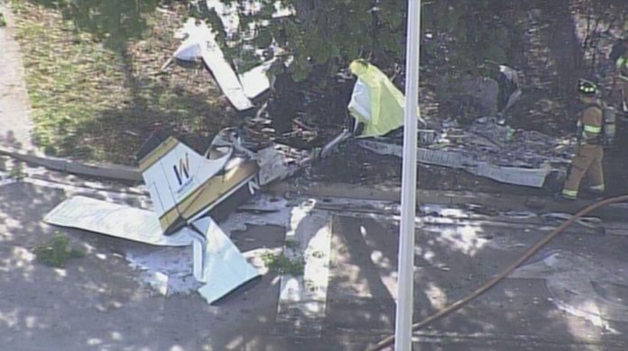 Small plane with 2 people on board crashes in Miramar